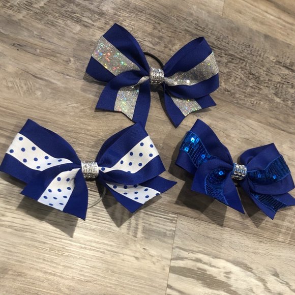 Hand Crafted Other - NWT Royal Blue , White, Silver Cheer Softball Hair Bows | girls hair bows | team
